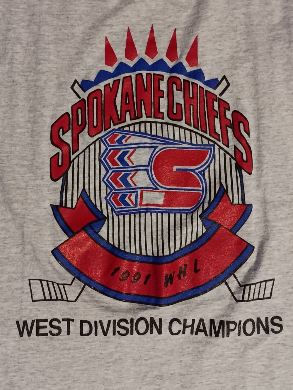 vintage single stitch Spokane Chiefs WHL Champions t-shirt Hockey indians